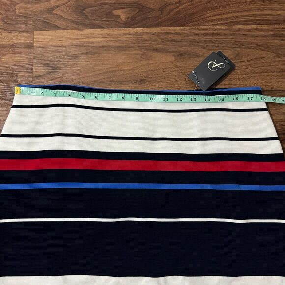 Adrianna Papell Pencil Skirt Multicolor Striped Viscose Lined Womens XL White - Picture 3 of 12